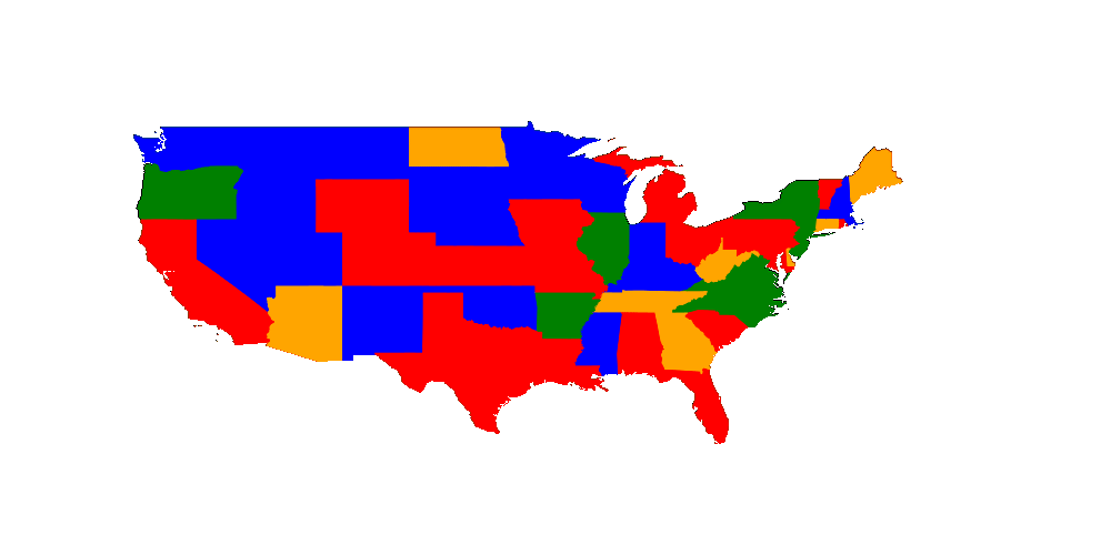 US Map with random colors