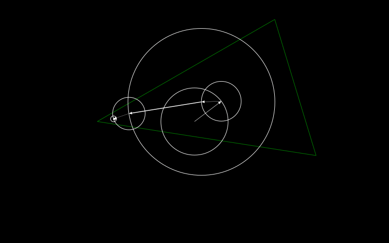 Triangle with 5 circles